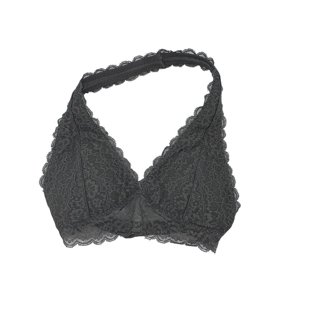 Gilly Hicks Gray Lace Halter Bralette XS Adjustable Back Closure